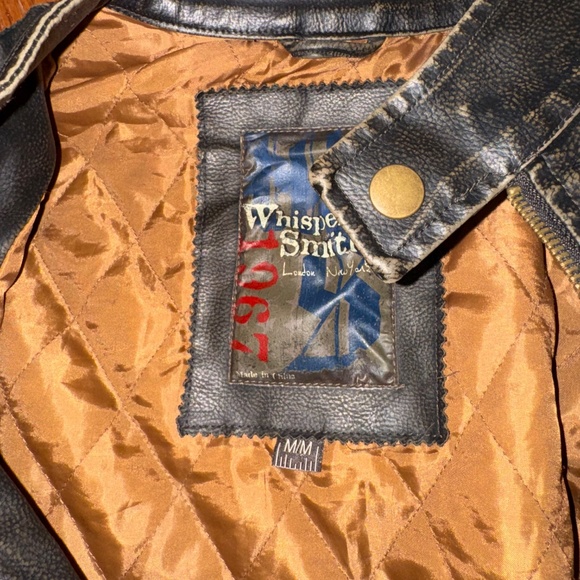 Whispering Smith Vintage Moto Faux-Leather Striped Jacket - Medium ✨ - Picture 4 of 8